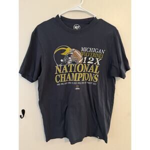 Michigan Wolverines 12x National Champions T Shirt Men Small Blue ’47 Brand